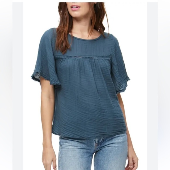 Michael Stars Leonora Flutter Sleeve Gauzy Top - Picture 1 of 6